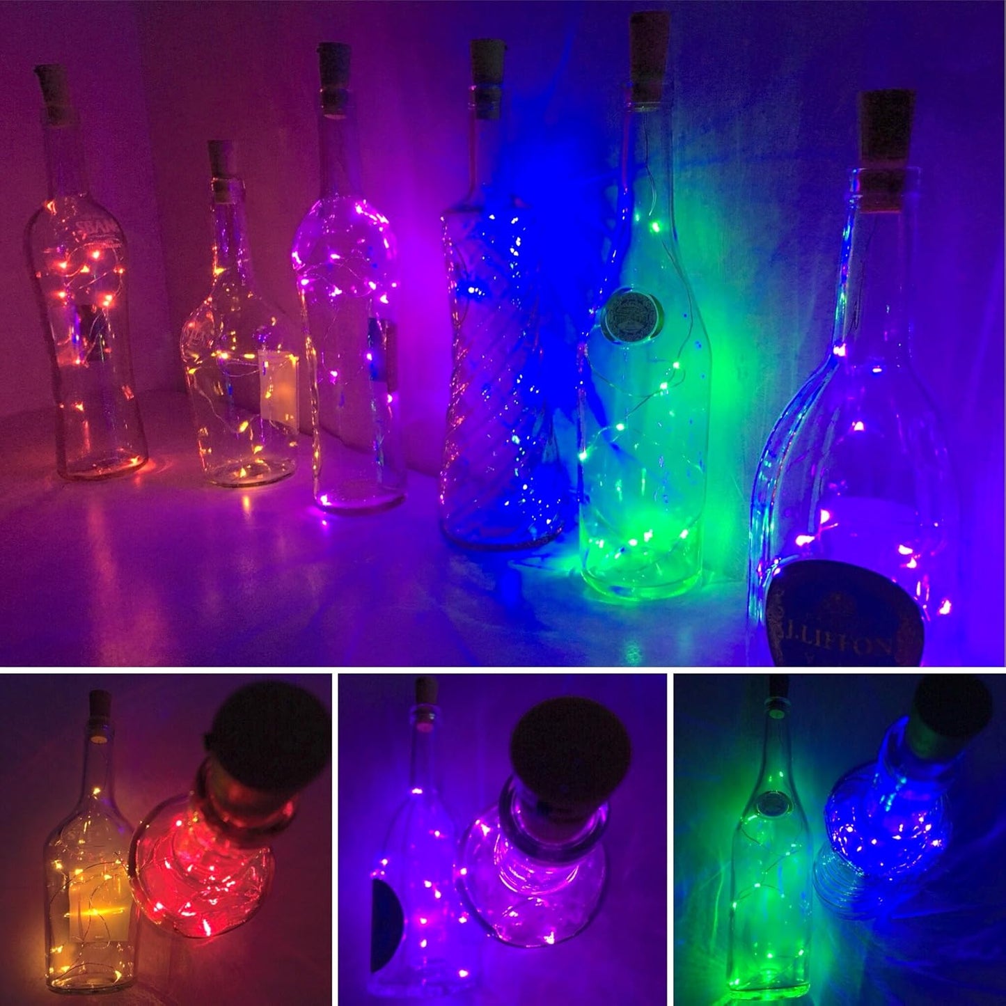 Wine Bottle Lights with Cork Switch, 15 LED 8 Pack Battery Operated Mini Fairy Copper Wire Cork String Lights for Party Wedding Christmas Festival Decoration (Multicolor)