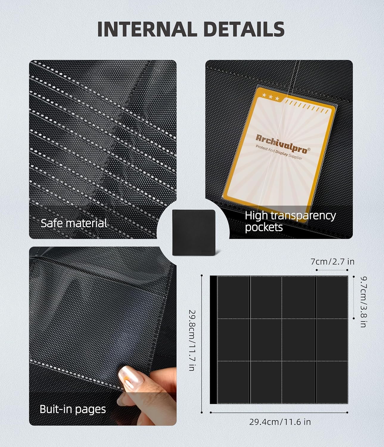 12 Pockets Premium Card Binder 480 Cards Trading Card Binders Side Load Card Storage Display Album(12 Pocket 480 Card Slot,Black)