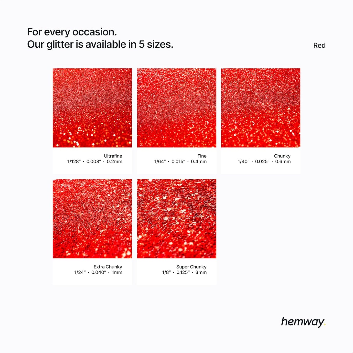 Hemway Eco Friendly Biodegradable Glitter 100g / 3.5oz Bio Cosmetic Safe Sparkle Vegan for Face, Eyeshadow, Body, Hair, Nail and Festival Makeup, Craft - 1/128" 0.008" 0.2mm - Red
