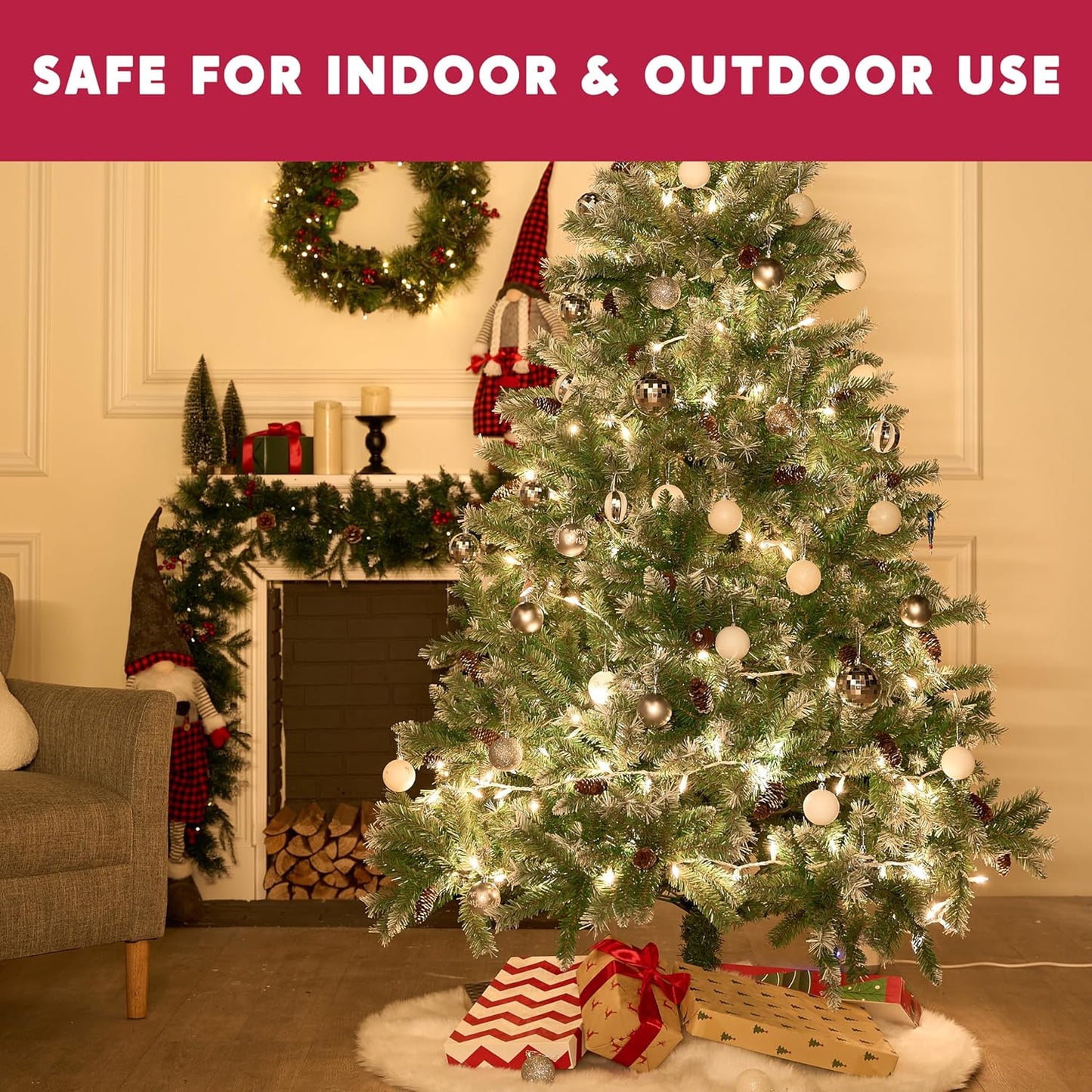 Joiedomi Christmas String Lights Indoor,200(2x100) Mini Warm Fairy Light,43FT Lighting Decor for Patio Dorm Classroom Bedroom Holiday Wedding Party Garland Birthday Festival,White Wire