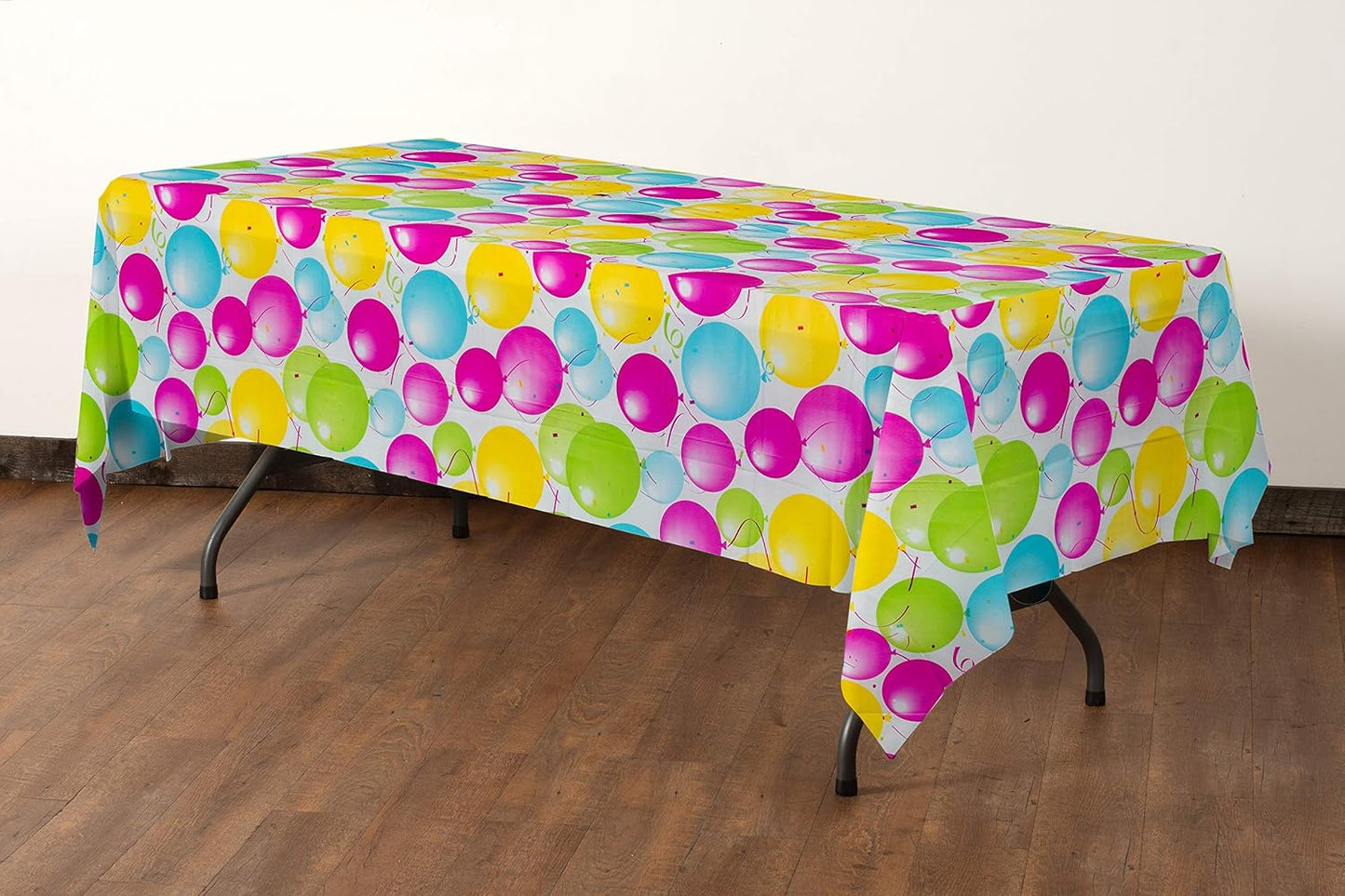 Party Solids 12 Pack Premium Quality Balloon Design Plastic Tablecloth - 54 Inches by 108 inches of Fabulous Rectangle Birthday Tablecloth with Balloon Design for 8 Foot Party Table…