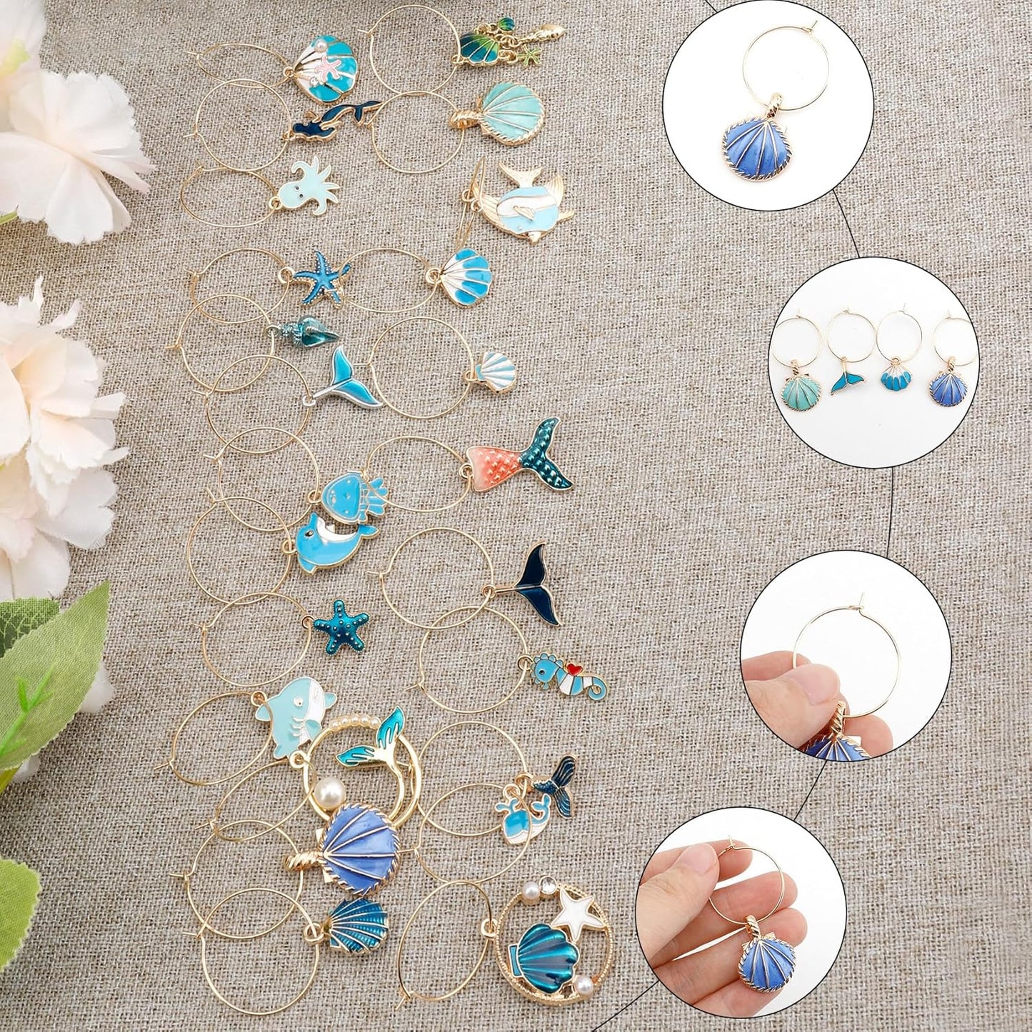 Wine Glass Charms Wine Charms for Stem Glasses Glass Markers Identifiers Tags for Christmas Tasting Party Favors Decorations