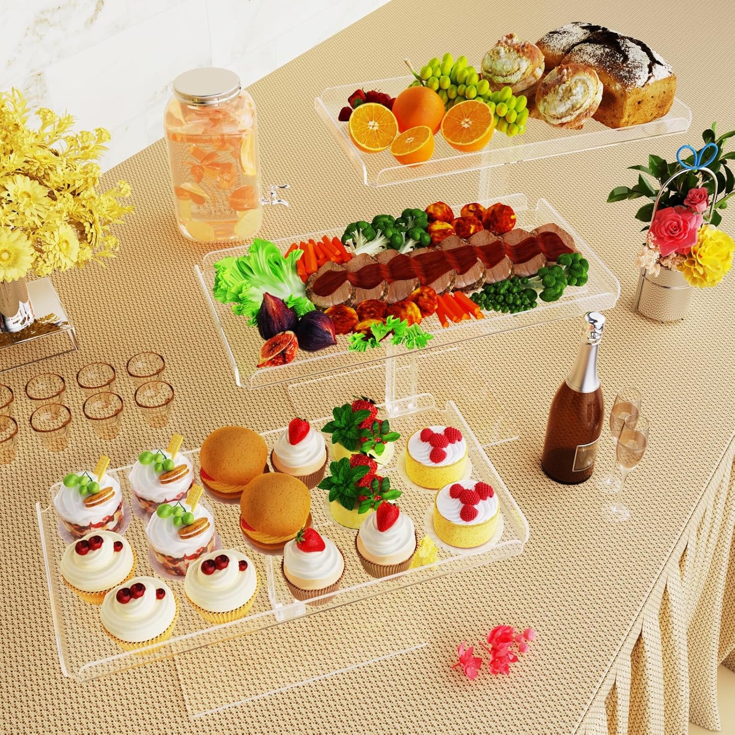 Dessert Cupcake Stand, 3 Set Acrylic Tiered Serving Tray for Dessert Table Display, Cup Cake Holder for Tea Party/Birthday/Wedding