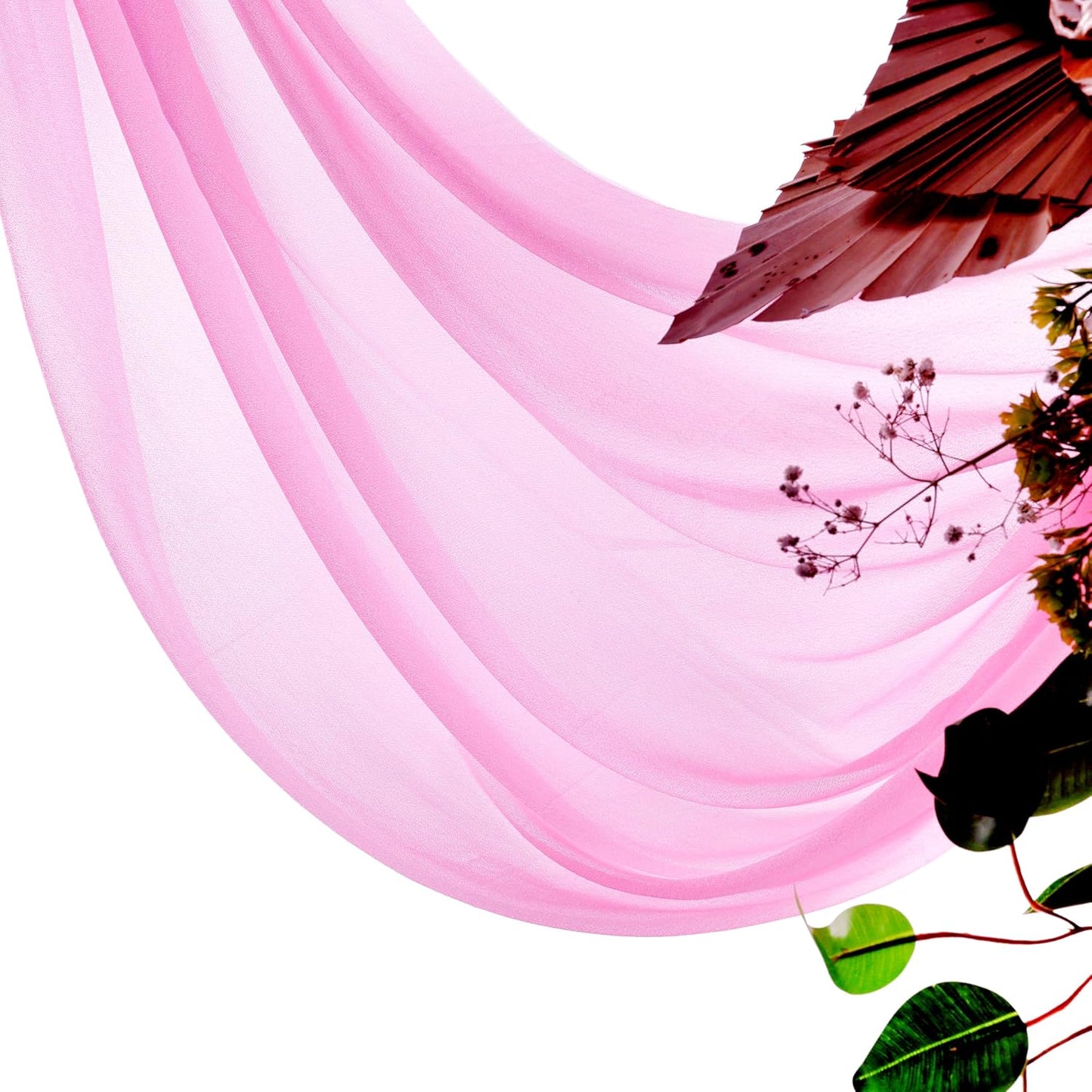 VDS Pack of 2 Panel (30 Inch X 20 Feet) Wedding Arch Draping Fabric Sheer Chiffon Fabric Drapery for Wedding Ceremony Reception Swag Backdrop Canopy Chuppah ARBO Altars Decoration (Bubblegum)