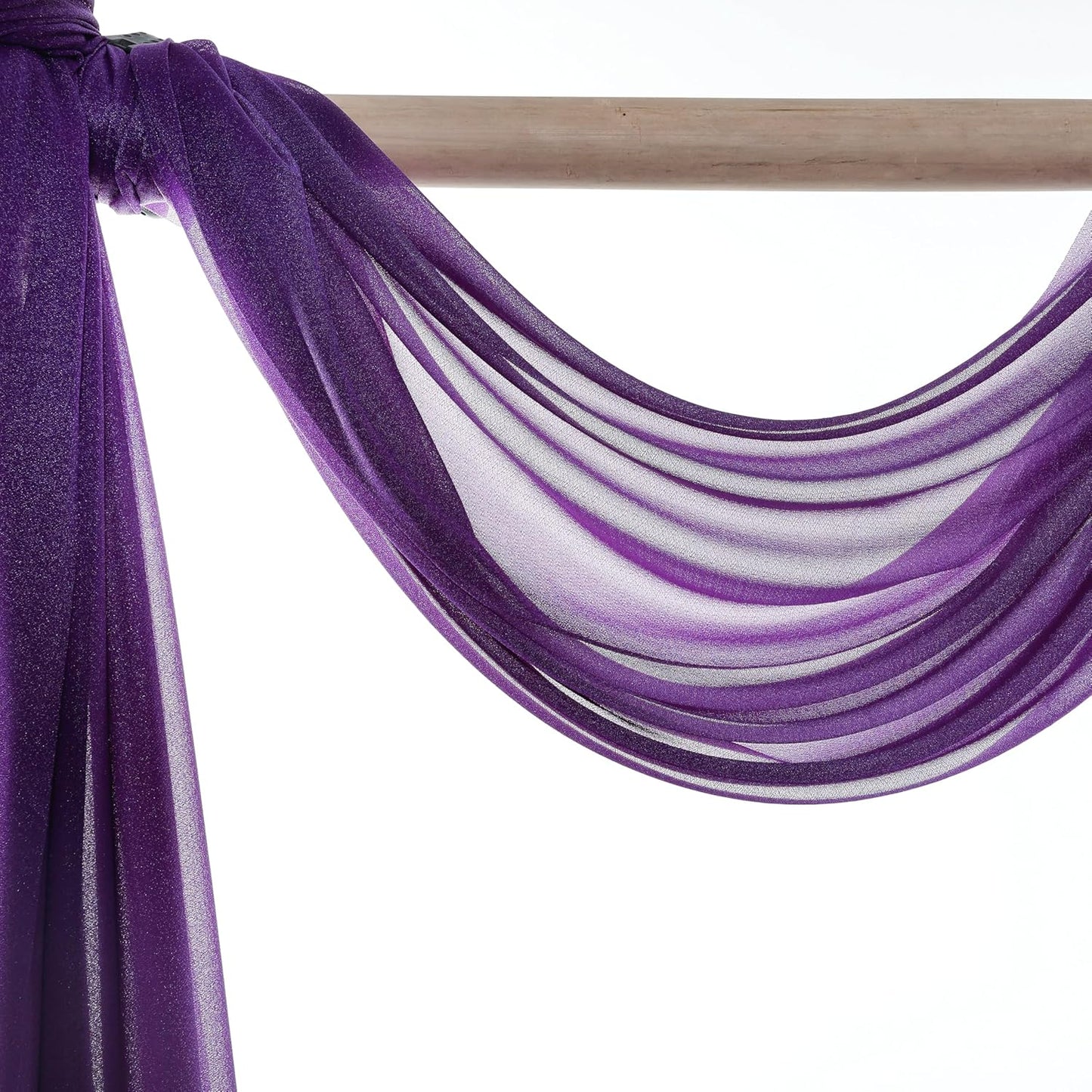 VDS Pack of 3 Panel (30 Inch X 20 Feet) Wedding Arch Draping Fabric Sheer Chiffon Fabric Drapery for Wedding Ceremony Reception Swag Backdrop Canopy Chuppah ARBO Altars Decoration (Purple)