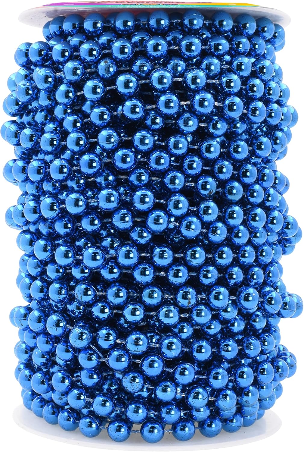 Mandala Crafts 10mm Faux Blue Pearl Beads Roll - 11 Yards Strand of Fake Pearls Chain Garlands Spool String for Christmas Tree, Wedding, Party, Vases, DIY Decoration