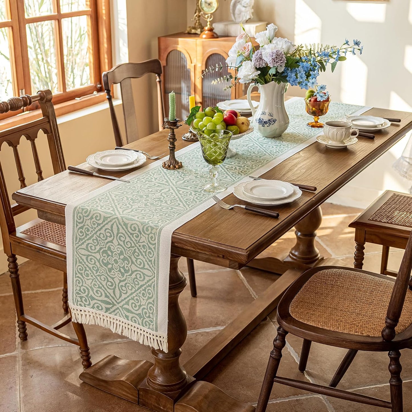 Table Runners 72 Inches Long Waterproof Boho Table Runner with Tassel Fringe,Table Runner for Party Coffee Table