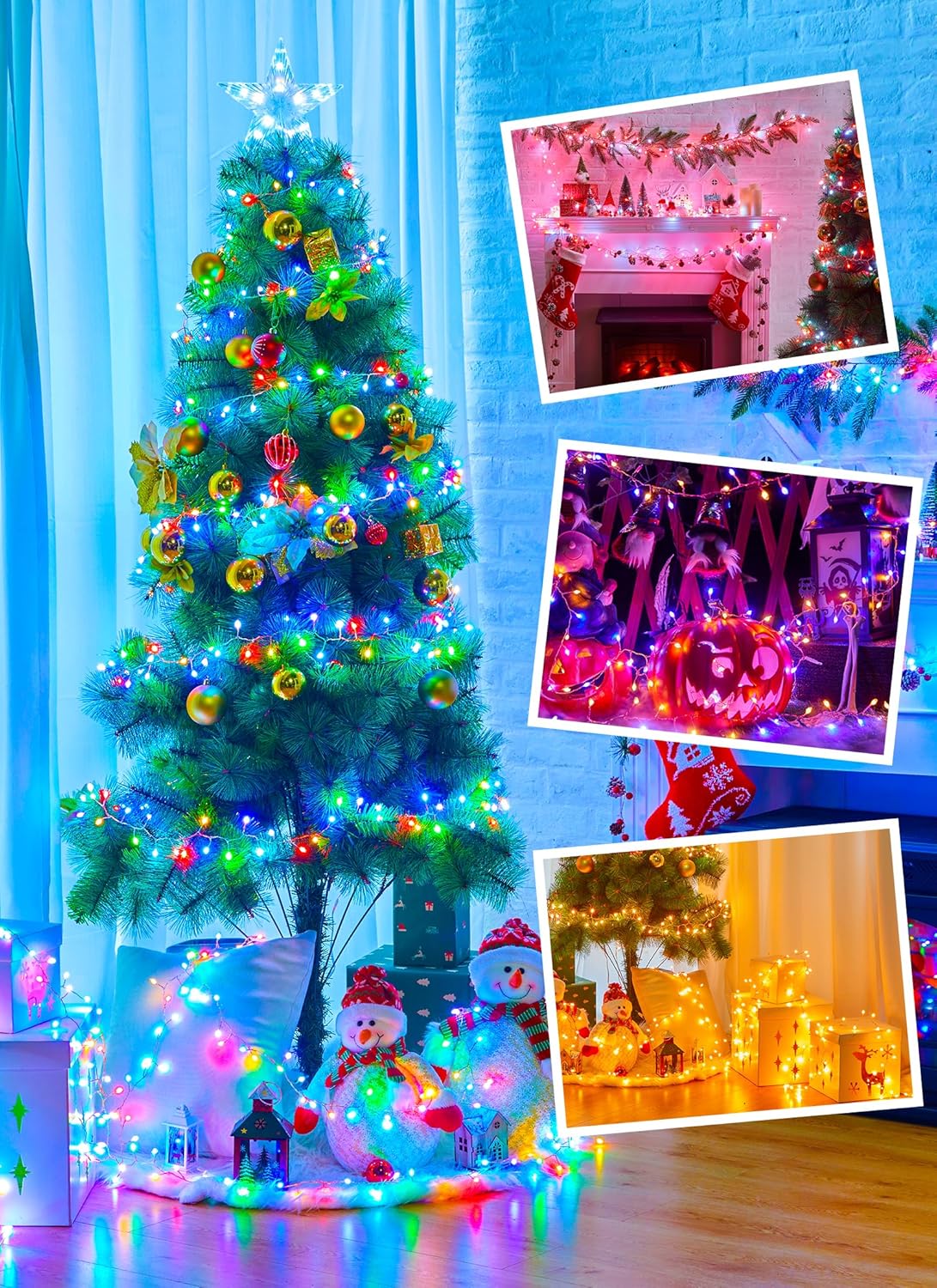 Moonflor 10FT Fairy Lights Color Changing - 100 LED 22 Colors Cluster Fairy Lights with Remote, Firecracker String Lights with 12 Modes, Halloween Fairy Lights for Bedroom Indoor Classroom Christmas