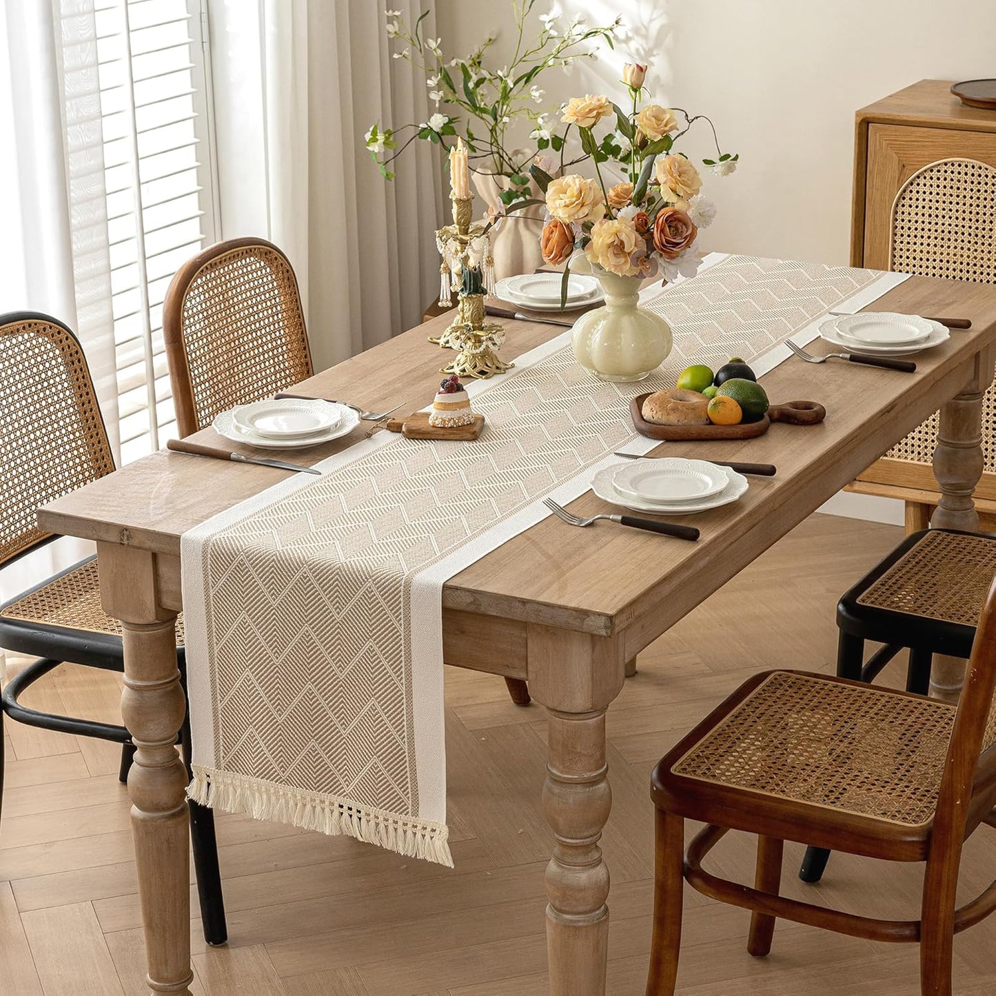 Table Runners 72 Inches Long Waterproof Boho Table Runner with Tassel Fringe,Table Runner for Party Coffee Table