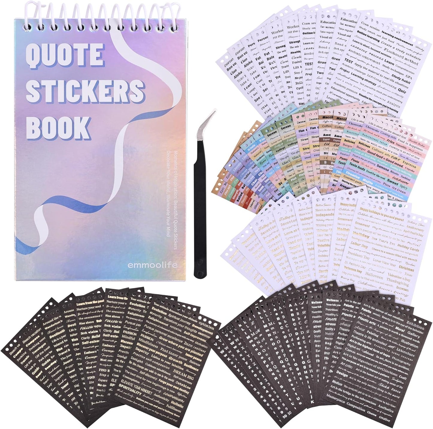 3000+ Pcs Word Stickers for Journaling, 50 Sheets Gold Foil Art Scrapbook Quote Stickers for Junk Journal, Scrapbooking Supplies Small Talk DIY Decorative Gift for Women Teen Girls