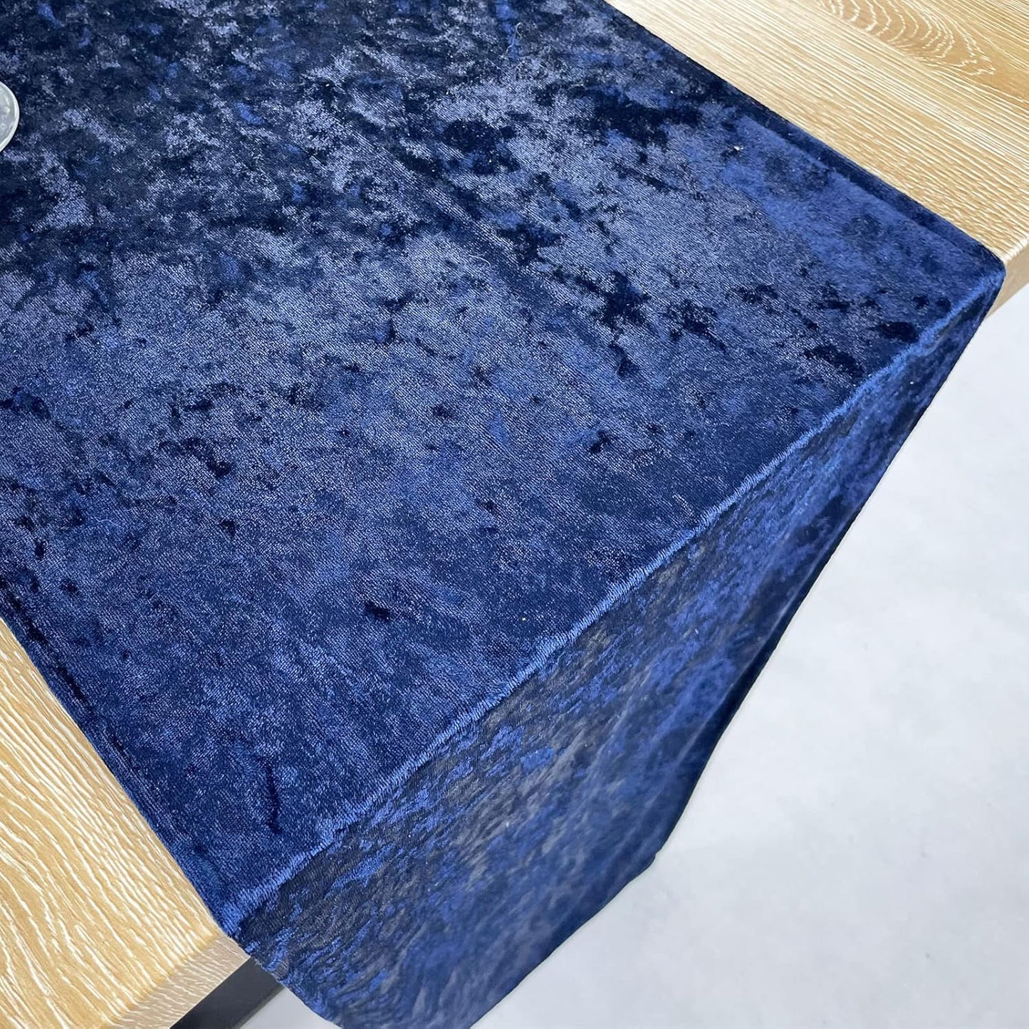 Luxurious Crushed Velvet Table Runner, Wedding Reception Decorations, Soft Velvet Fabric, Table Linen Overlay, Wedding Table Runners (Navy, 12X108 inch)