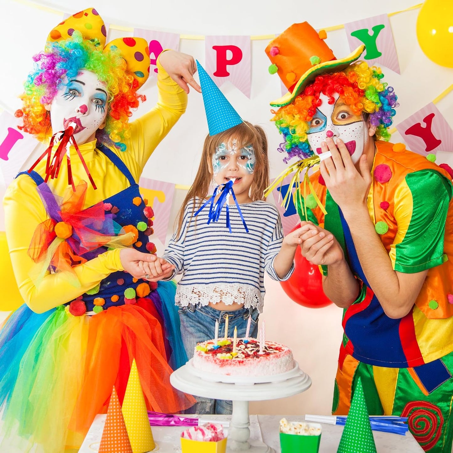 12 Pcs Glitter Noise Makers Metallic Fringed Party Blower for Adults Birthday Graduation New Years Party Favors Supplies (Blue)