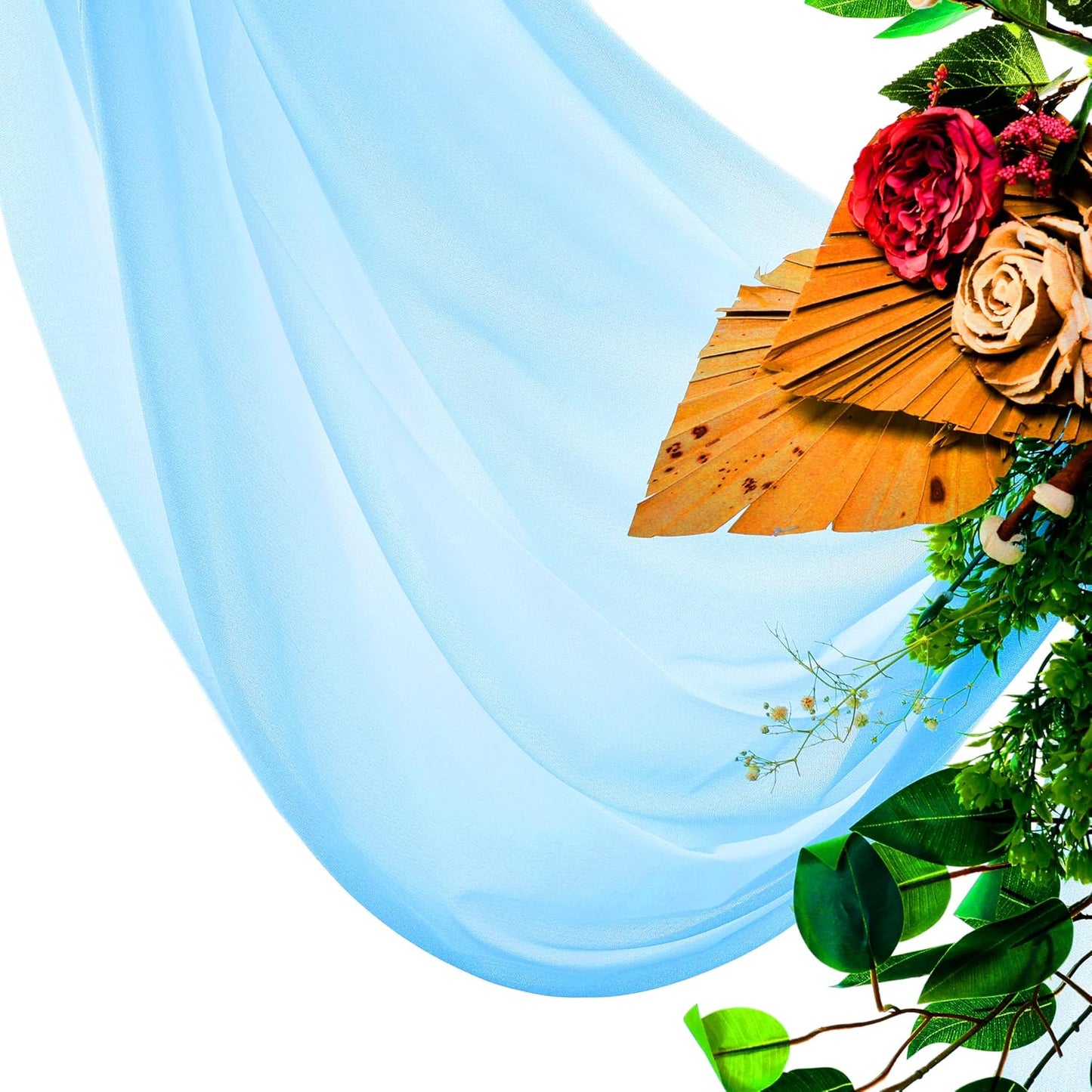 VDS Pack of 4 Panel (30 Inch X 20 Feet) Wedding Arch Draping Fabric Sheer Chiffon Fabric Drapery for Wedding Ceremony Reception Swag Backdrop Canopy Chuppah ARBO Altars Decoration (Turquoise)