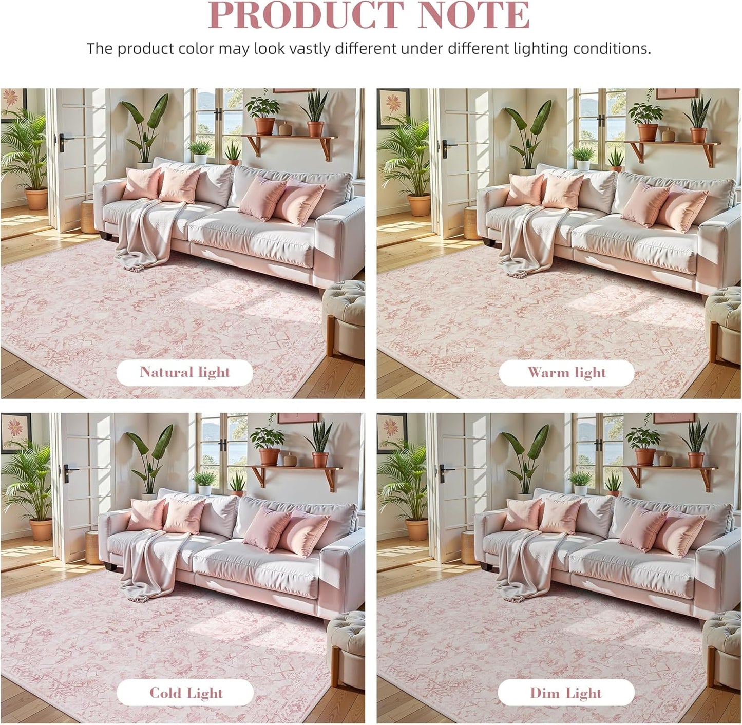 Pink 3x7 Runner Rug for Hallways Bed Side Kitchen, Boho Washable Distressed Low-Pile Floor Entryway Long Bathroom Mat, Non-Slip Laundry Room Washstand Front Carpet Green 36x84 Inch