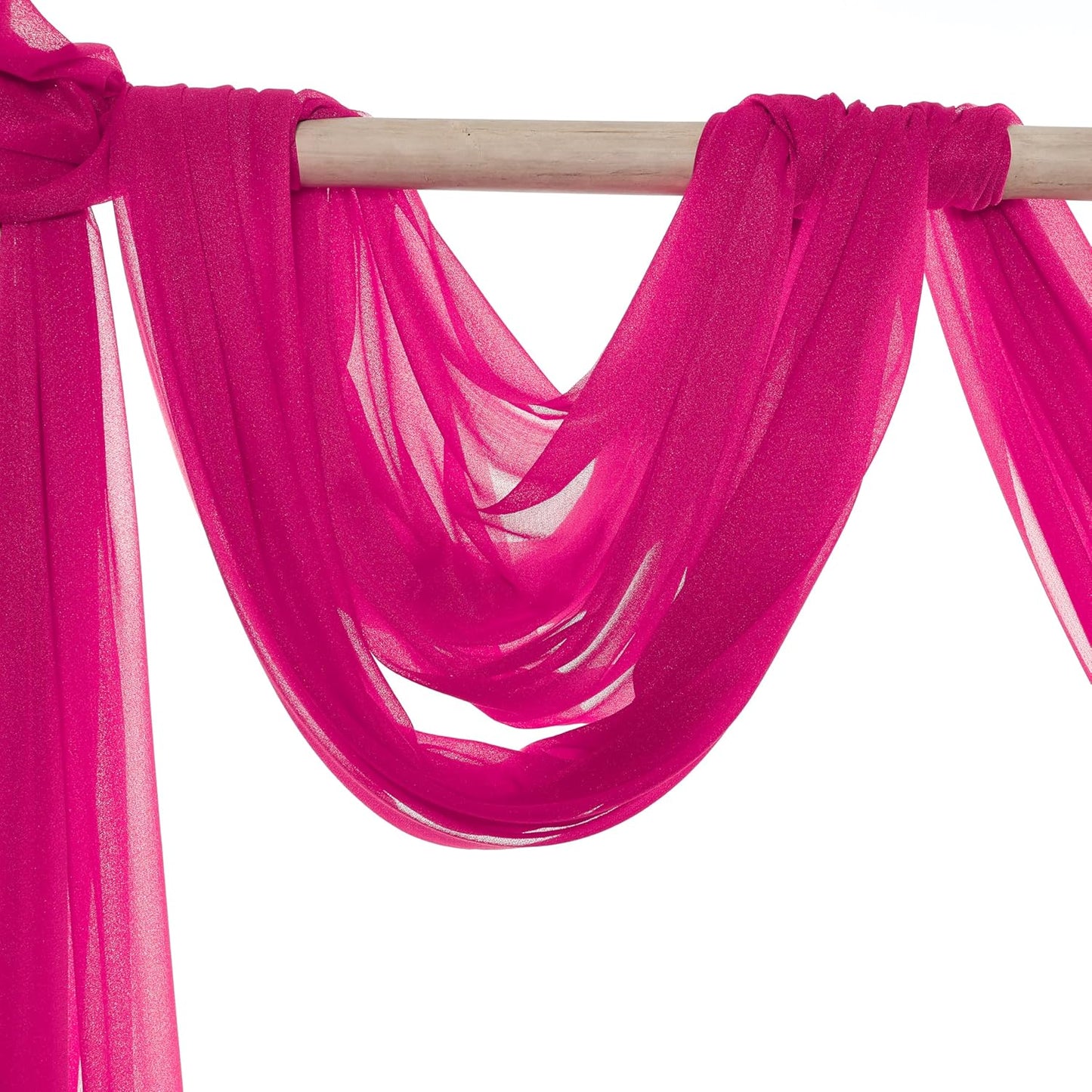 VDS Pack of 2 Panel (30 Inch X 20 Feet) Wedding Arch Draping Fabric Sheer Chiffon Fabric Drapery for Wedding Ceremony Reception Swag Backdrop Canopy Chuppah ARBO Altars Decoration (Hot Pink)