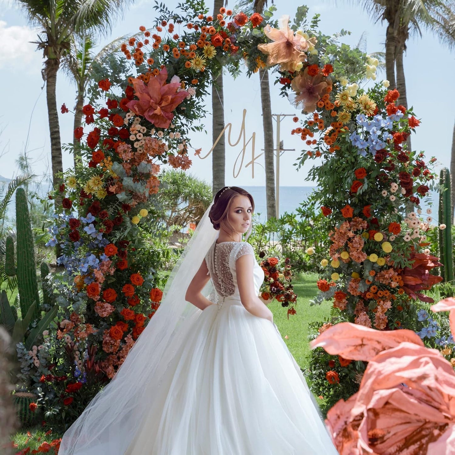 Wokceer Wedding Arch Backdrop Stand 8 FT Metal Arch Backdrop Stand for Wedding Ceremony Birthday Party Bridal Shower Floral Balloon Arch Decoration