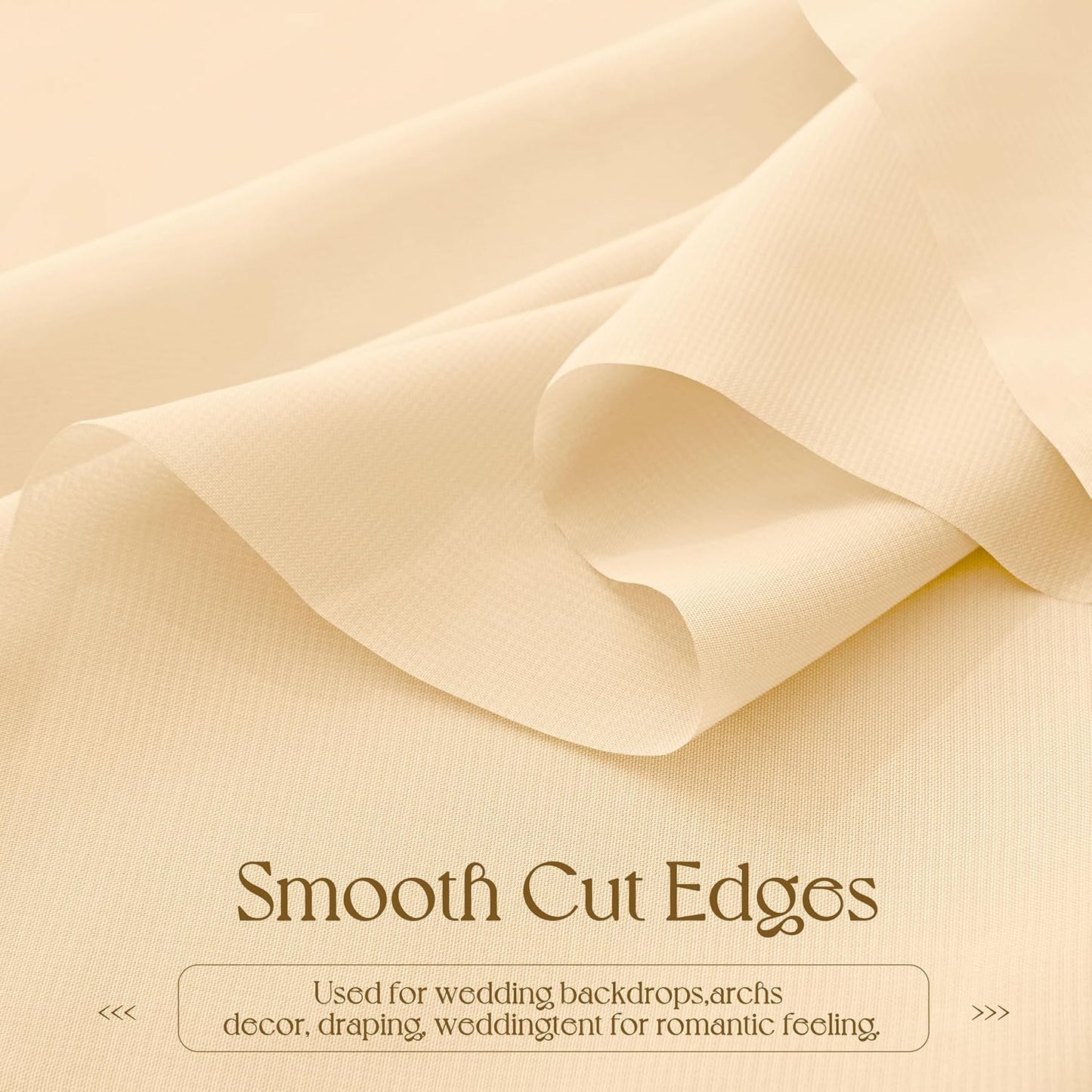 VACVELT Wedding Arch Draping Fabric Champagne Chiffon, 2 Panels Sheer Drapes 30 Inch x 20ft Chiffon Backdrop Curtain Decor, Outdoor Sheer Drapery for Ceremony Party Ceiling