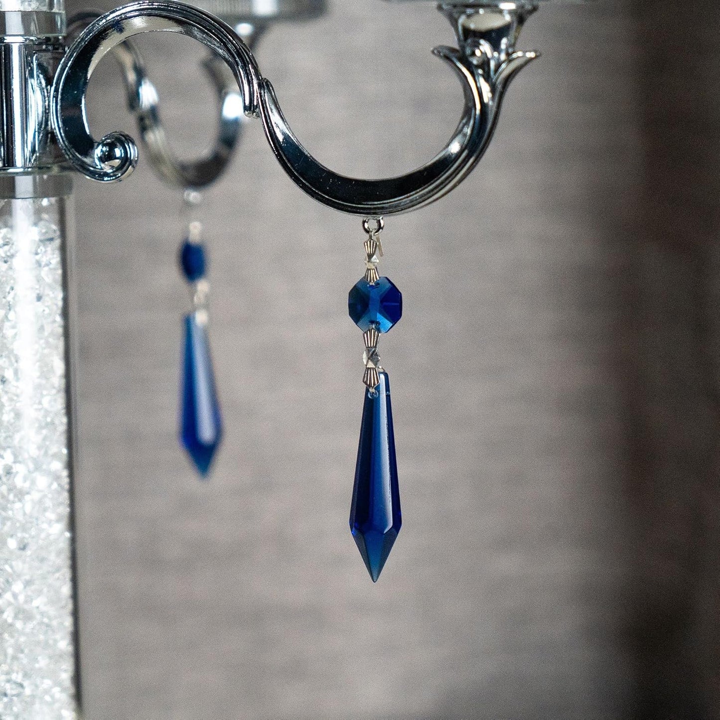 HDCRYSTALGIFTS 25pcs Blue Chandelier Crystals Replacement Chandelier Icicle Crystal Prisms Crystal Drop Prisms