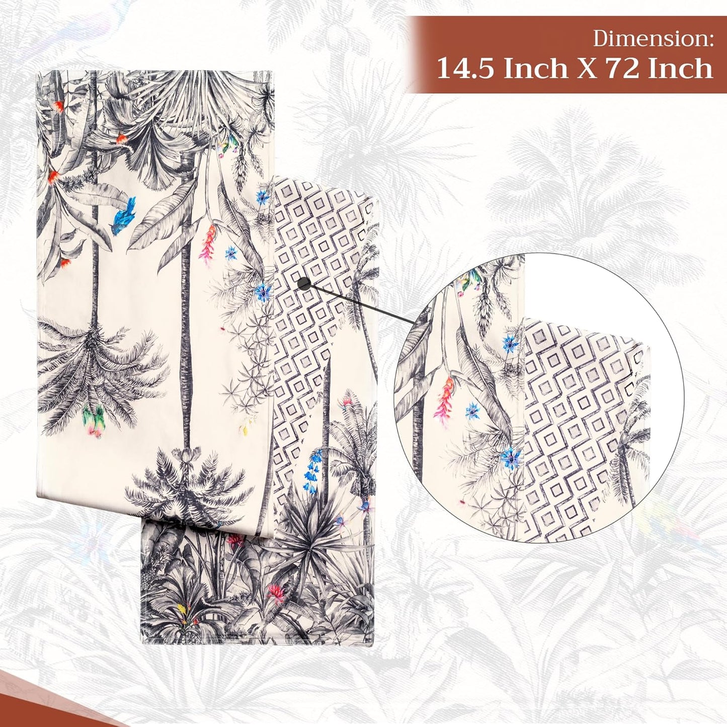 Maison d' Hermine Table Runner 100% Cotton Double Layer Table Runners 72 inches Long for Thanksgiving Christmas Decorations Home Kitchen Dining Party Wedding (Amazonia, 14.5" x 72")