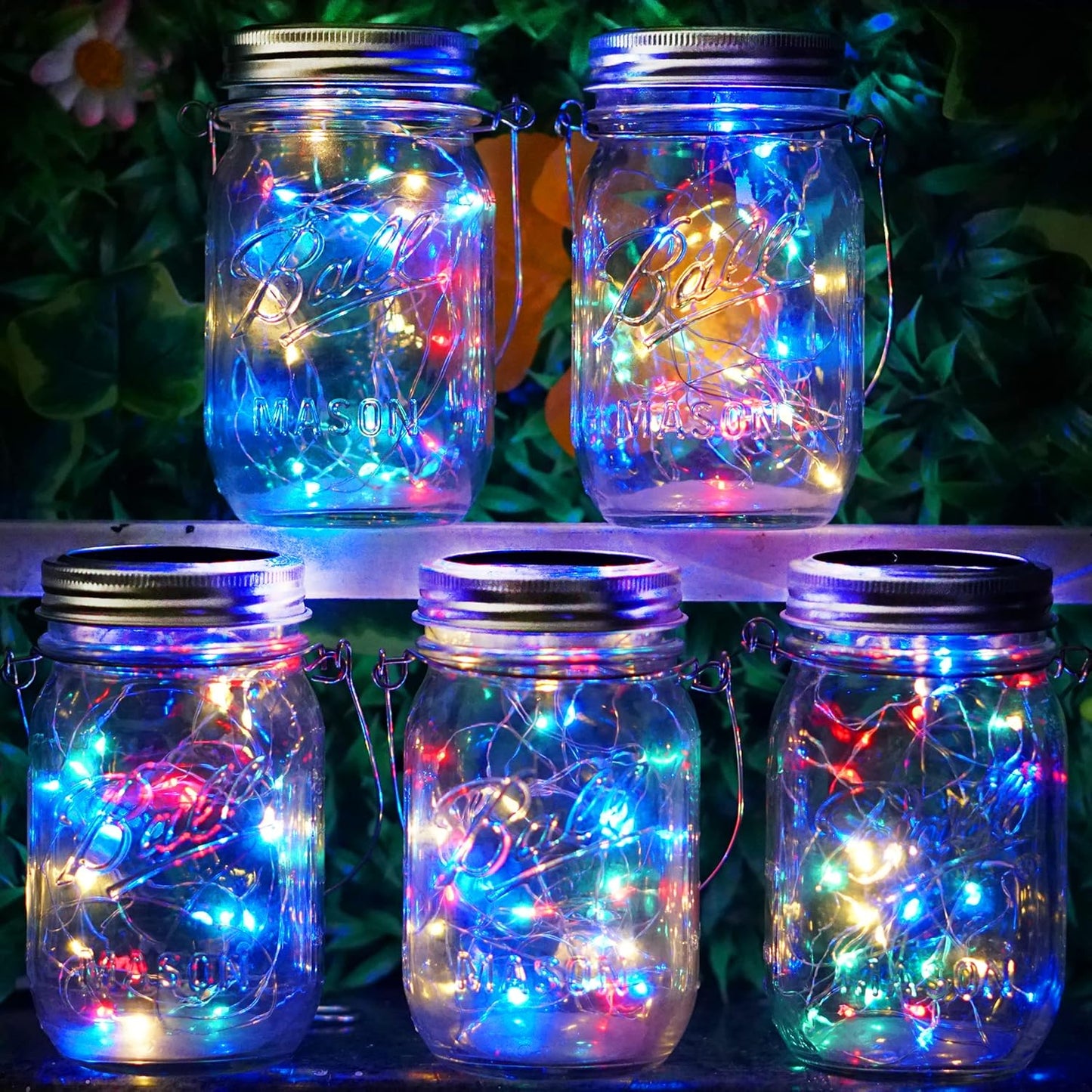SunKite Solar Mason Jar Lights, 12 Pack 30 LED Waterproof Fairy Firefly Jar Lids String Lights with Hangers(NO Jars), Patio Yard Garden Wedding Decoration - Multicolored2