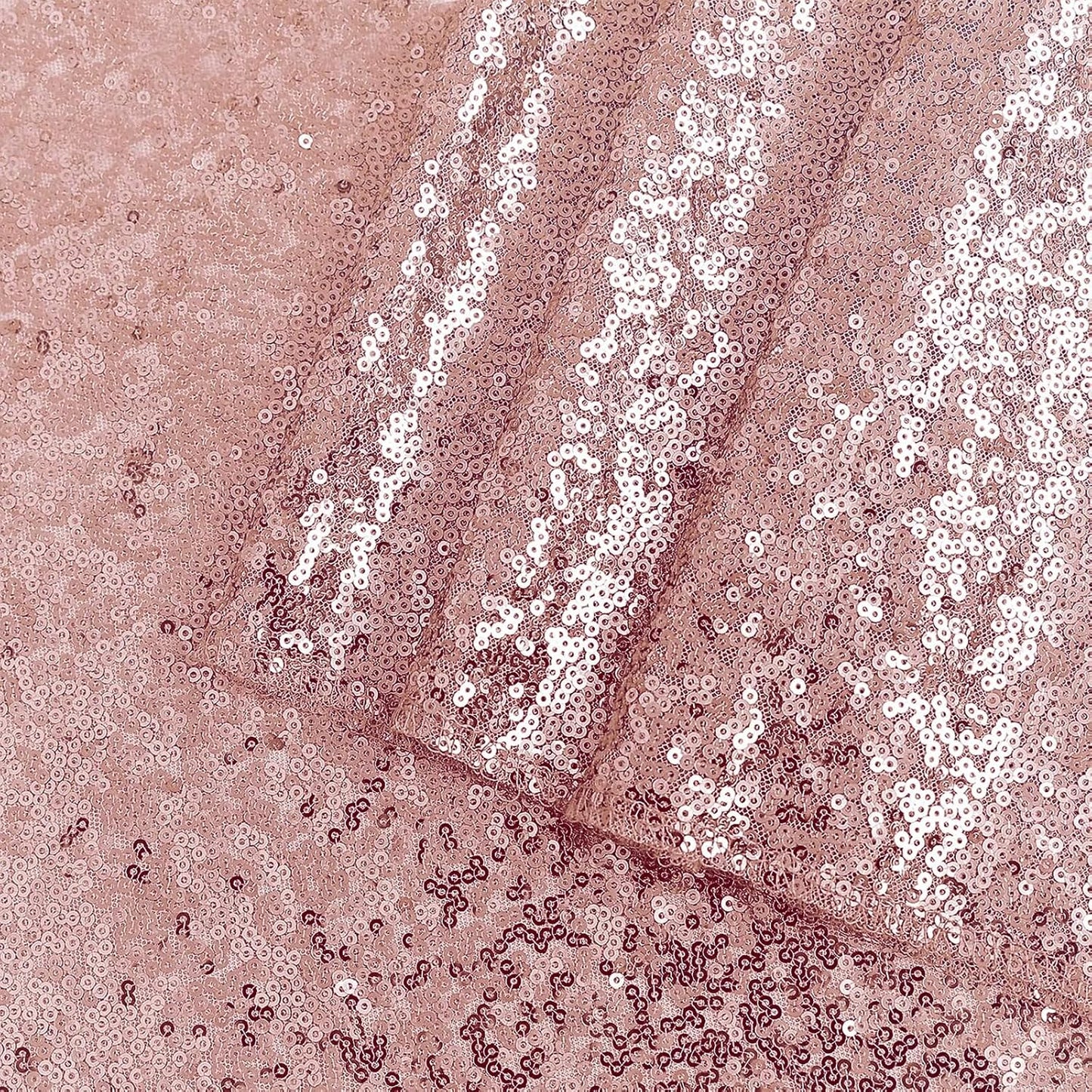 OQSQ Rose Gold Round Sequin Tablecloth, Glitter Tablecloth for Bridal Shower Decorations, Birthday, Wedding, Dessert, Banquet（50X50 inch Round,Rose Gold）