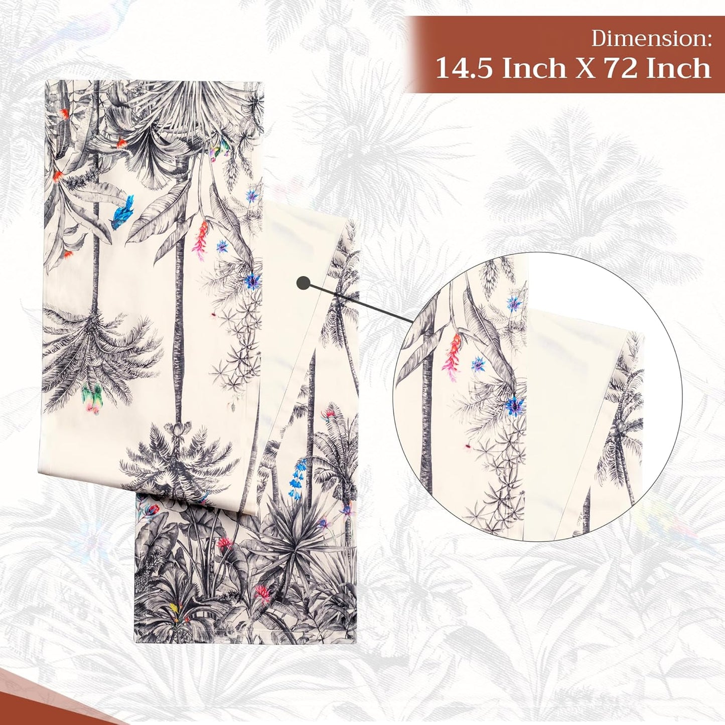 Maison d' Hermine Table Runner 100% Cotton Single Layer Table Runners 72 inches Long for Thanksgiving Christmas Decorations Home Kitchen Dining Party Wedding (Amazonia, 14.5" x 72")