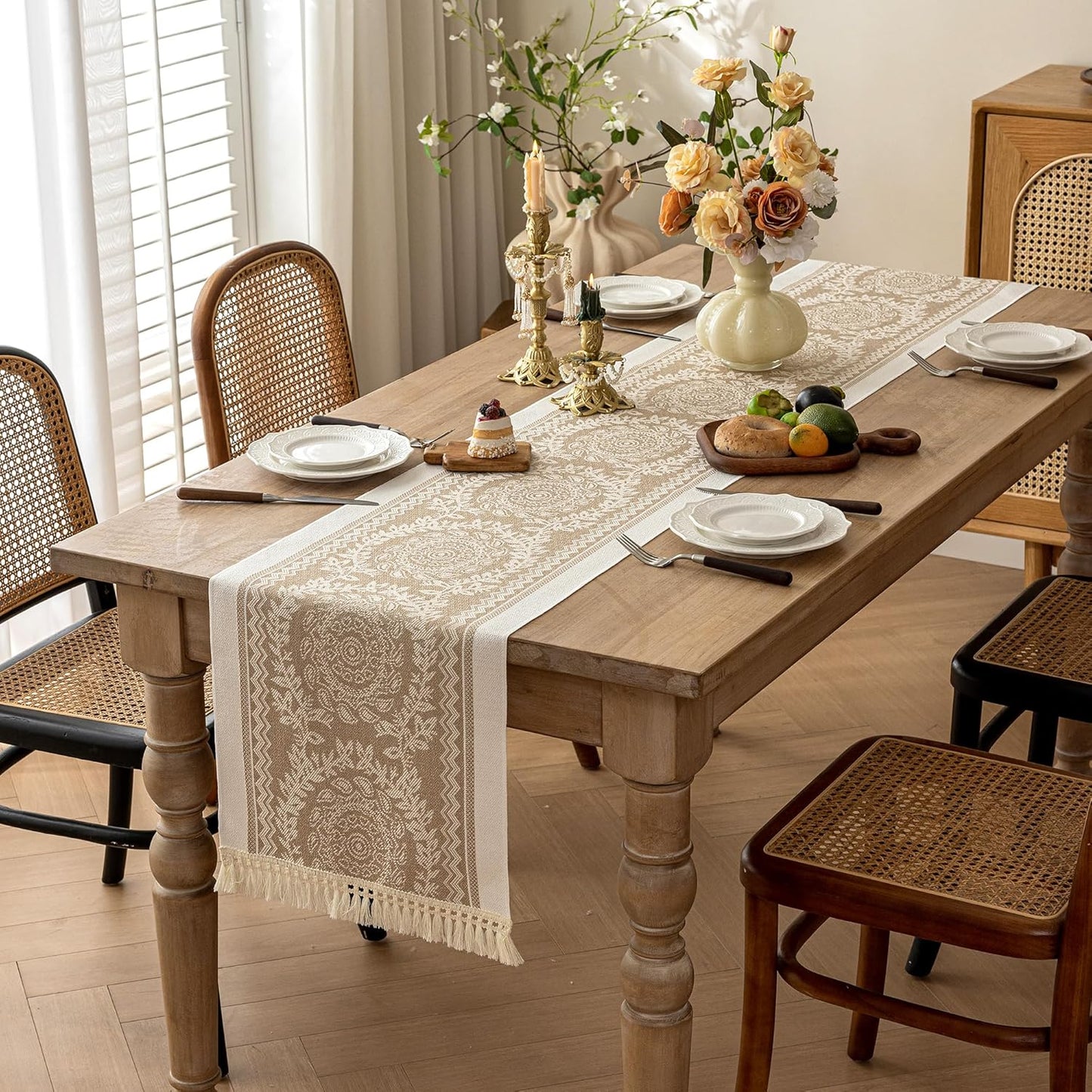 Table Runners 72 Inches Long Waterproof Boho Table Runner with Tassel Fringe,Table Runner for Party Coffee Table