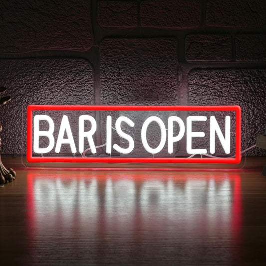 Bar Is Open Neon Sign for Wall Decor,USB Powered Led Bar Neon Sign Open Light up Sign for Pub Beer Party Business Window(15.75 * 4.72In)