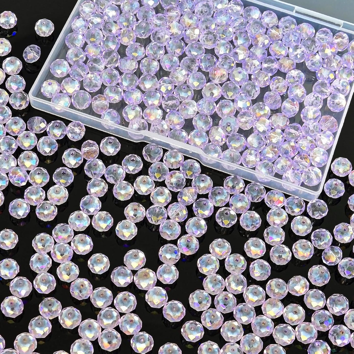 220Pcs 10mm Crystal Glass Beads for Jewelry Making Beads for Bracelets Necklace Pendants Making Supplies(Light Purple)