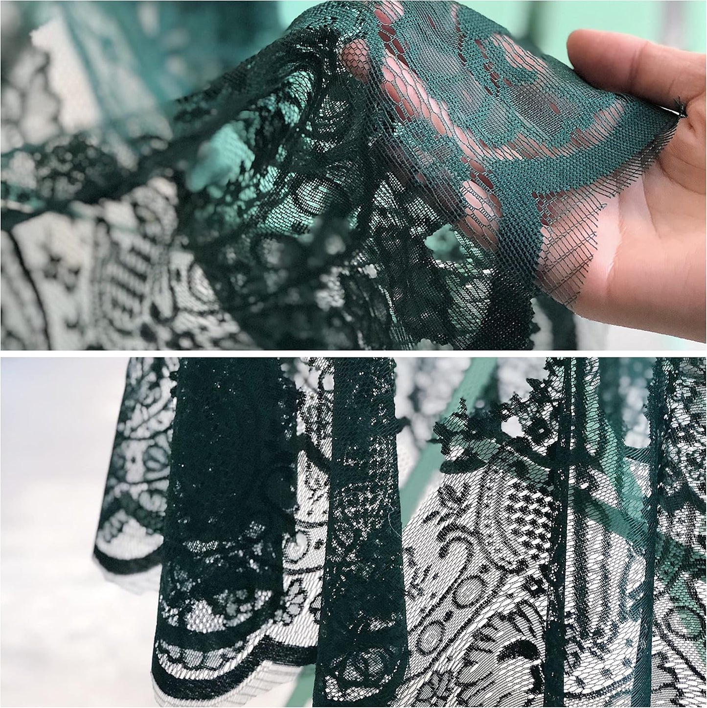 Gorgeous Round Lace Tablecloth,Vintage Floral Embroidered Table Cloths, Chic Round Table Cover for Wedding Banquet HolidayDinner Tables 60INCH (Vintage Green)