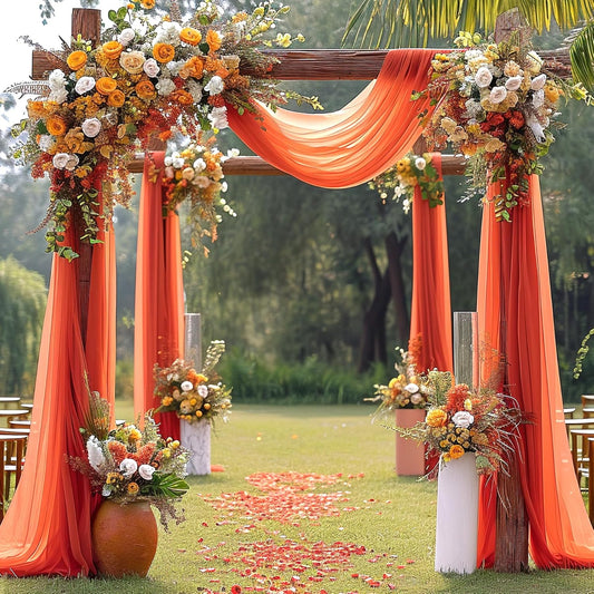 Arch Drapes for Wedding Arch Draping Fabric Terracotta Sheer Backdrop Curtain for Ceremony Bridal Party Decor 6 Yards 19Ft Length x 28" Width 1 Panel