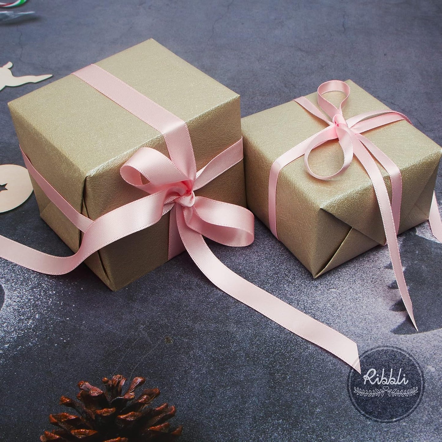 Ribbli Double Faced Light Pink Satin Ribbon,1/2” x Continuous 25 Yards,Use for Bows Bouquet,Gift Wrapping,Baby Shower,Floral Arrangement