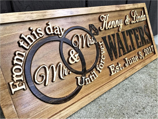 Mr and Mrs Sign | Wood Wedding Gift | Wooden Bridal Shower Gift | Custom Engagement Sign | Established Marriage Decor | Personalized Couple Gift | Last Name Established Sign | Anniversary