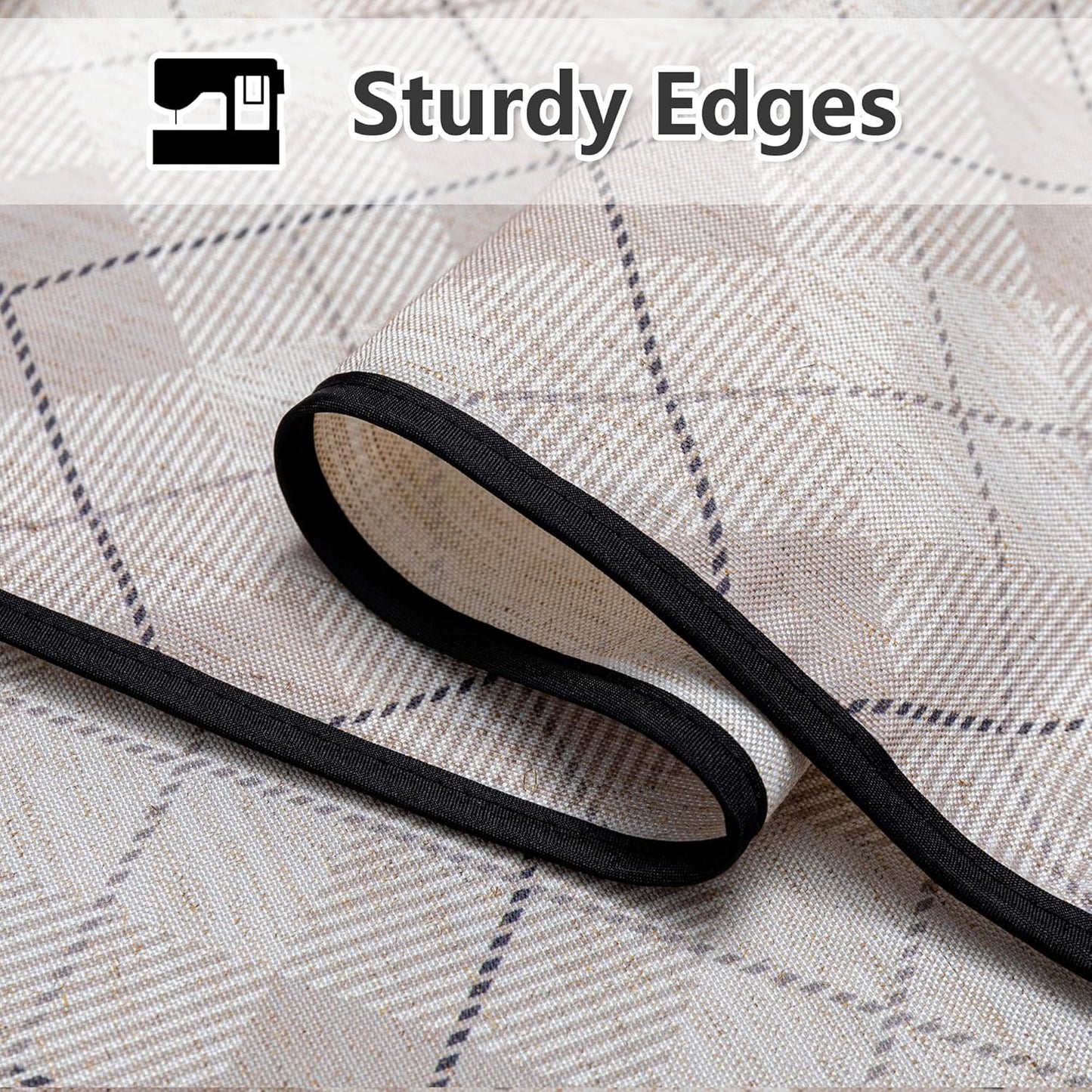 MYSKY HOME Table Cloth 60x84 inch Rectangle, Heavy Duty Linen Look Waterproof, French Country Black Plaid for Kitchen Dining, Party