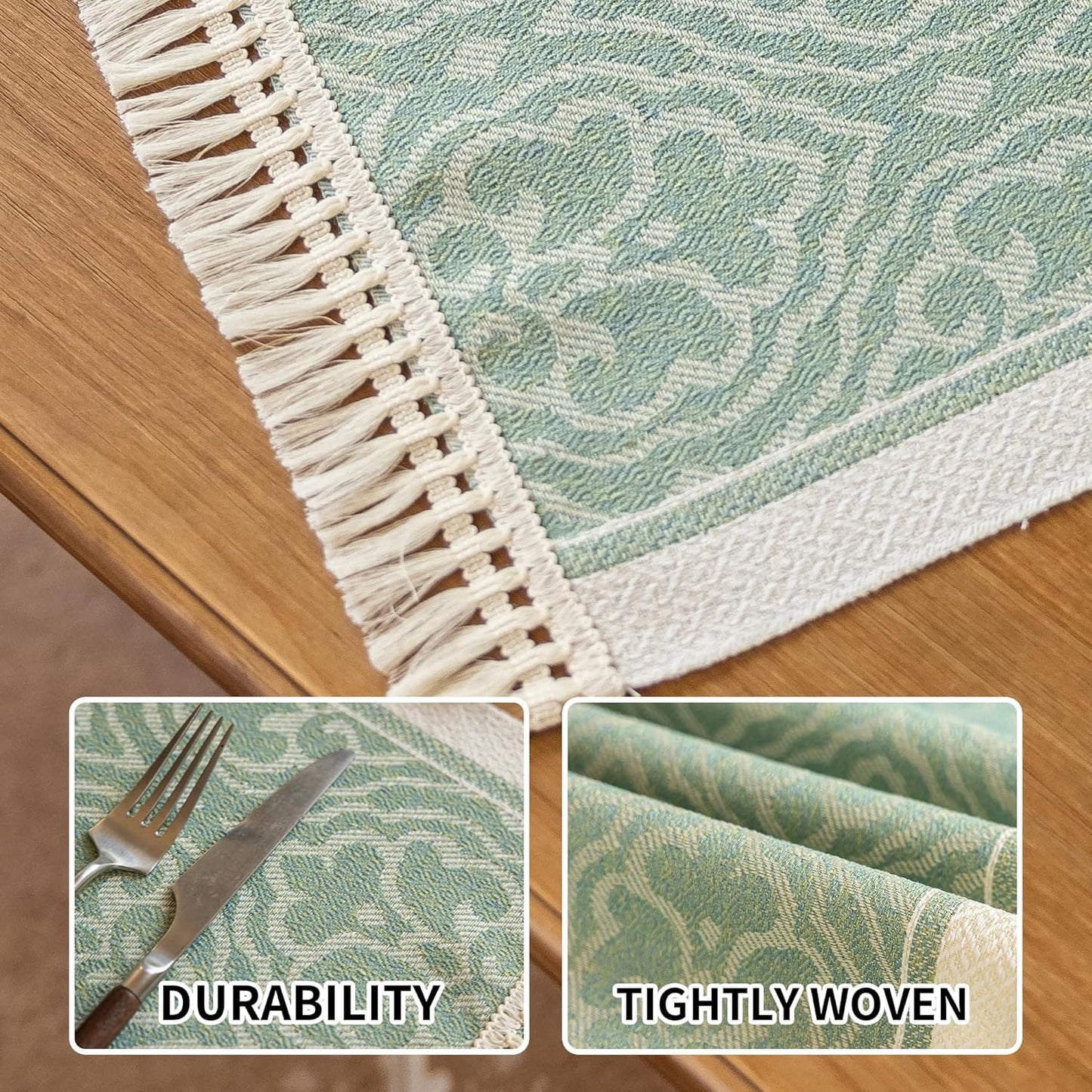 Placemats Set of 4,Waterproof Placemat with Tassel Fringe,Boho Placemats for Coffee Table Western Restaurant