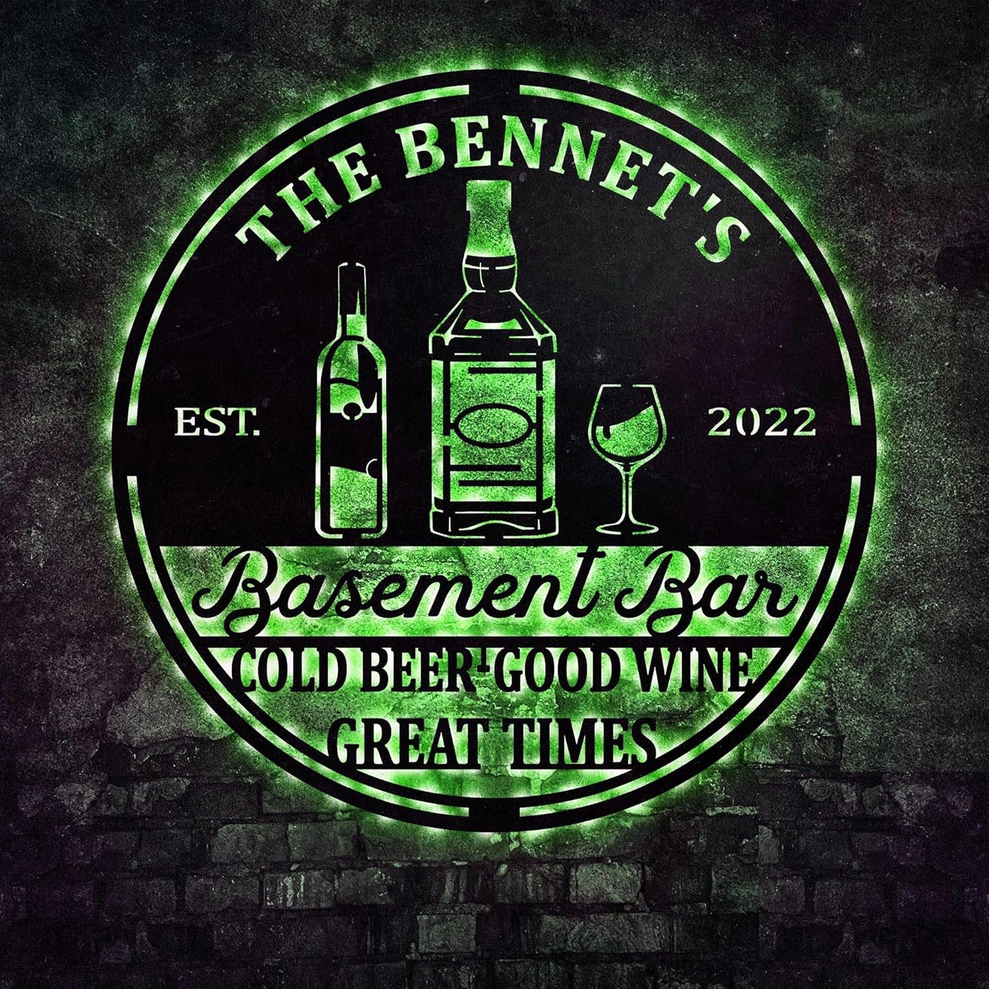 Custom Basement Bar LED Changing Lights Metal Sign, Door Wall Plaque, Rustic Bar Sign, Tasting Room Sign, Man Cave Decorations, Gift for Dad