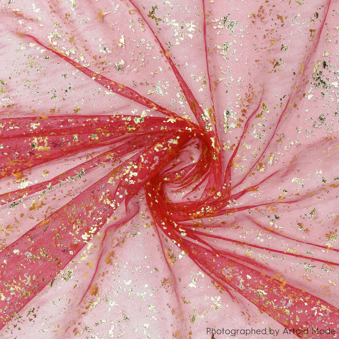 Artoid Mode 3PCS Red Gold Gauze Table Runner 120 Inch 10FT, Glitter Metallic Foil Sheer Dining Wedding Anniversary Holiday Table Decor for Home Party