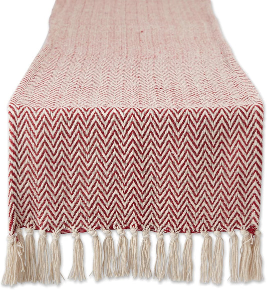 DII Woven Basic Tabletop Collection, Chevron Table Runner, 15x108, Barn Red