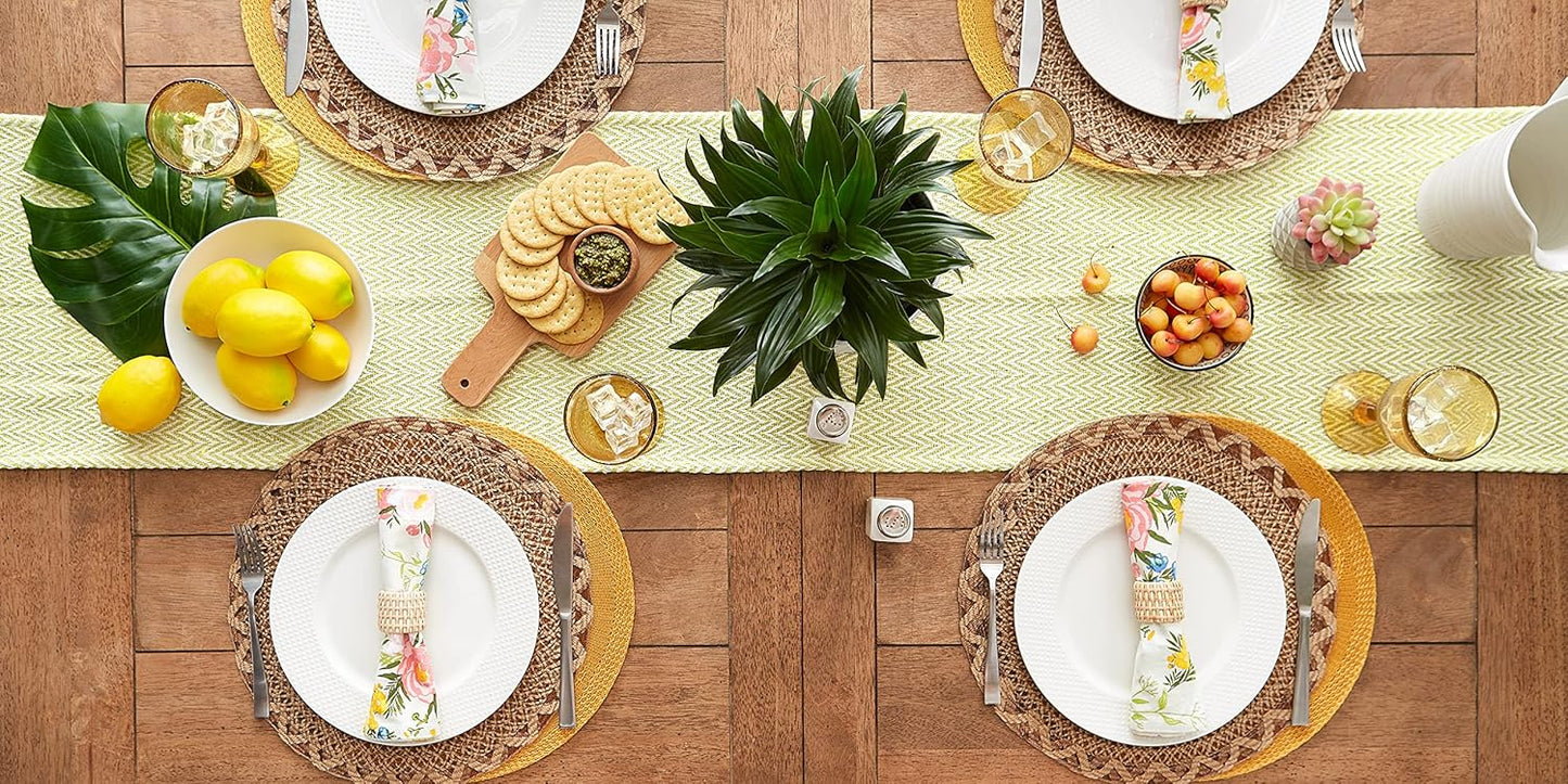 DII Woven Basic Tabletop Collection Chevron Table Runner, 15x108, Avocado