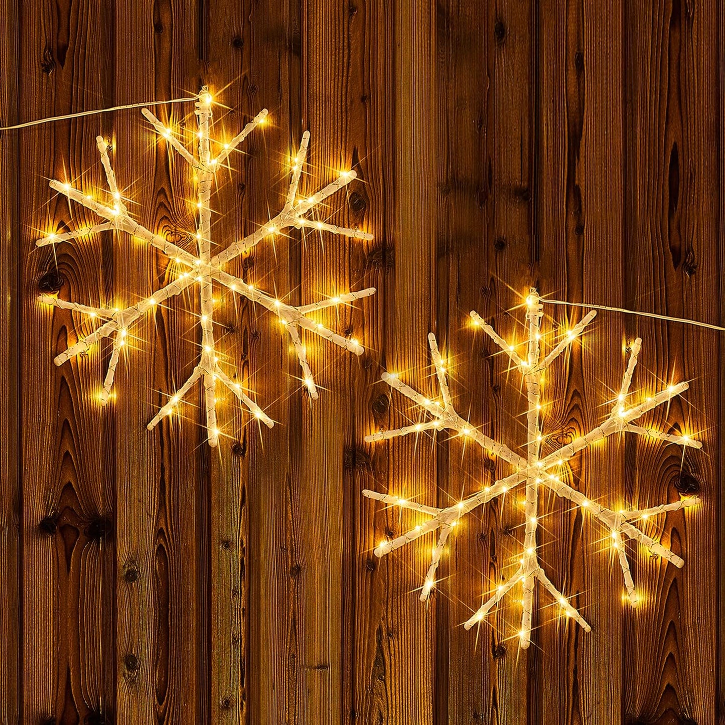 Fudios Lighted Snowflake LED Warm White Battery Operated with Timer 70L Fairy Lights 14in for Christmas Wall Window Winter Decoration Indoor Outdoor use