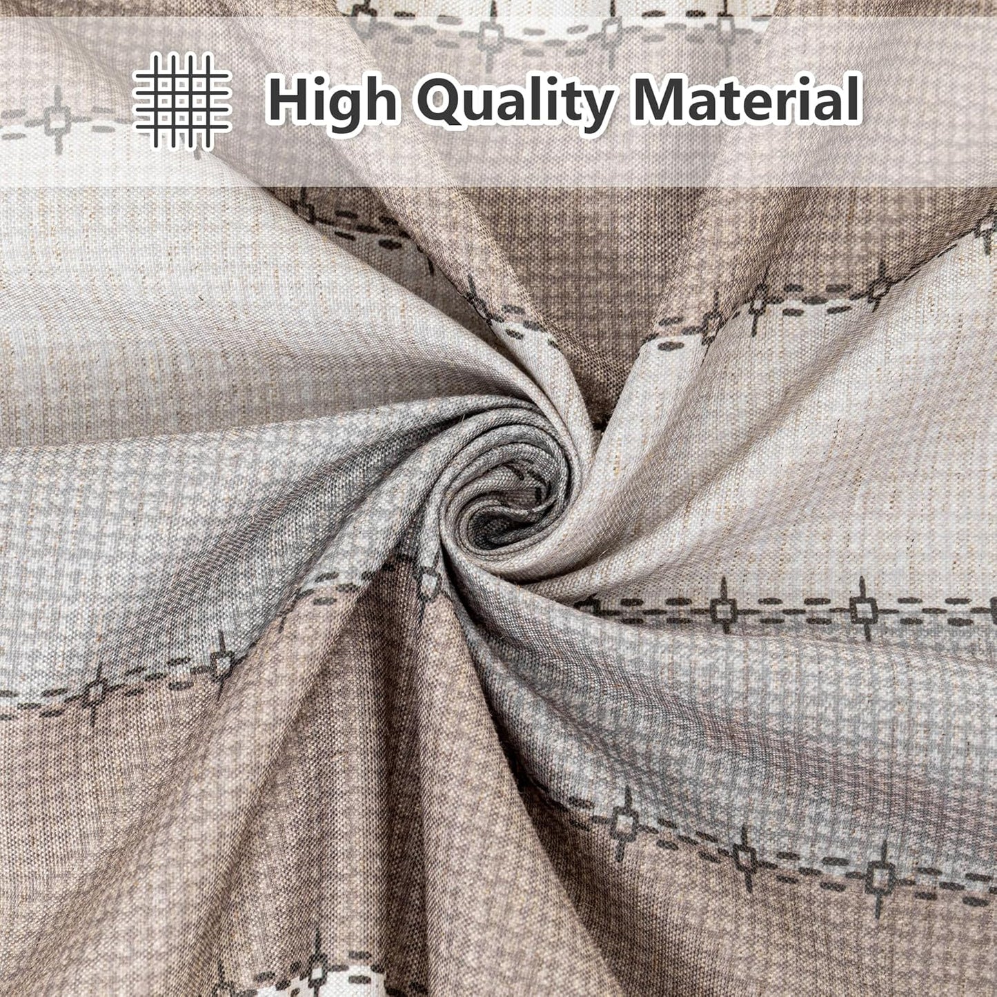 MYSKY HOME Table Cloth 60x102 in Rectangle, Heavy Duty Lines Linen Look Waterproof Tablecloths Farmhouse Tablecloth, Wrinkle Free Table Cover with Coffee Lines for Kitchen Dining, Party