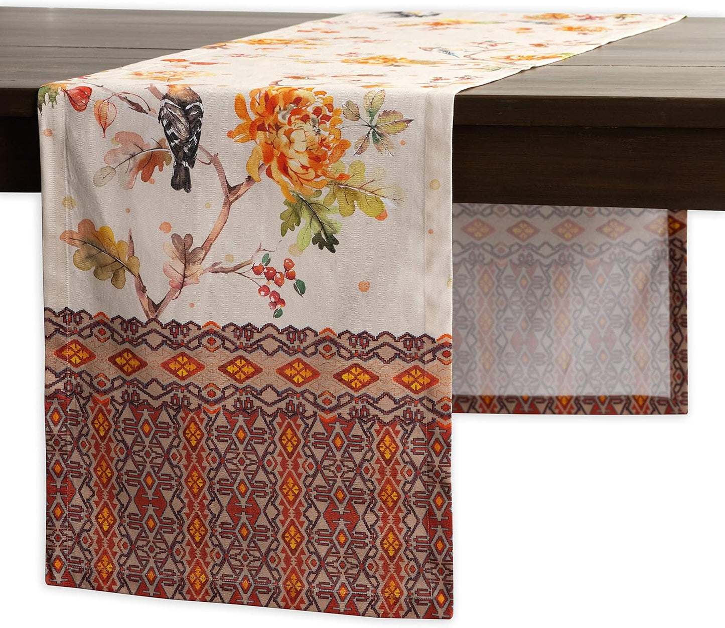 Maison d' Hermine Table Runner 100% Cotton Single Layer Table Runners 48 inches Long for Thanksgiving Christmas Decorations Home Kitchen Dining Party Wedding (Kelim - Prairie, 14.5" x 48")