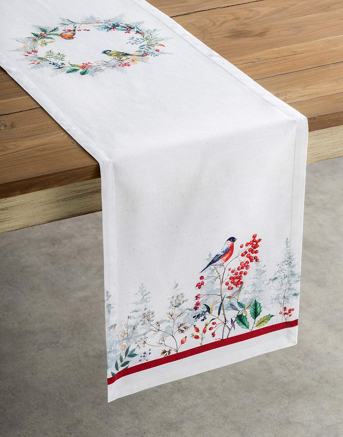 Maison d' Hermine Table Runner 100% Cotton Single Layer Table Runners 48 inches Long for Thanksgiving Christmas Decorations Home Kitchen Dining Party Wedding (Morzine, 14.5" x 48")