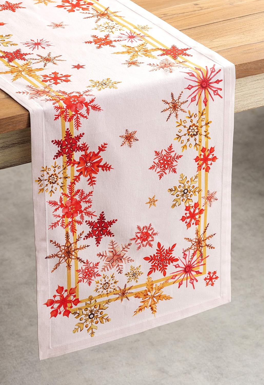 Maison d' Hermine Table Runner 100% Cotton Single Layer Table Runners 36 inches Long for Thanksgiving Christmas Decorations Home Kitchen Dining Party Wedding (Crystal Star, 14.5" x 36")