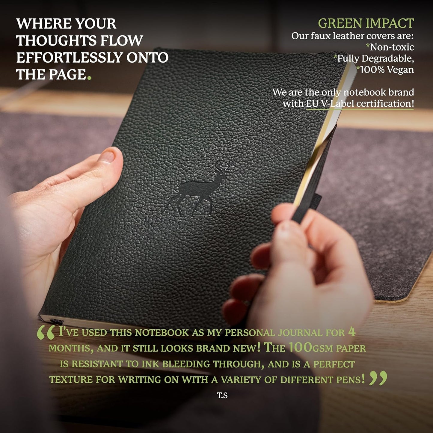 Dingbats* Wildlife Lined Writing Journal Notebook A5 - Vegan Leather Softcover - Ideal for Work, Travel - Pocket, Elastic Closure, & Bookmark