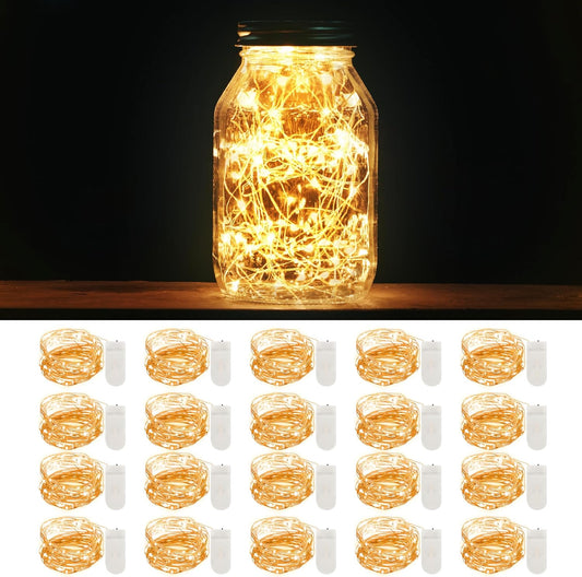 MUMUXI 20 Pack 3.3ft Fairy String Lights Battery Operated, Mini LEDs for Party Wedding Centerpiece Decorations, Crafts, Mason Jar Firefly Lights, Warm White