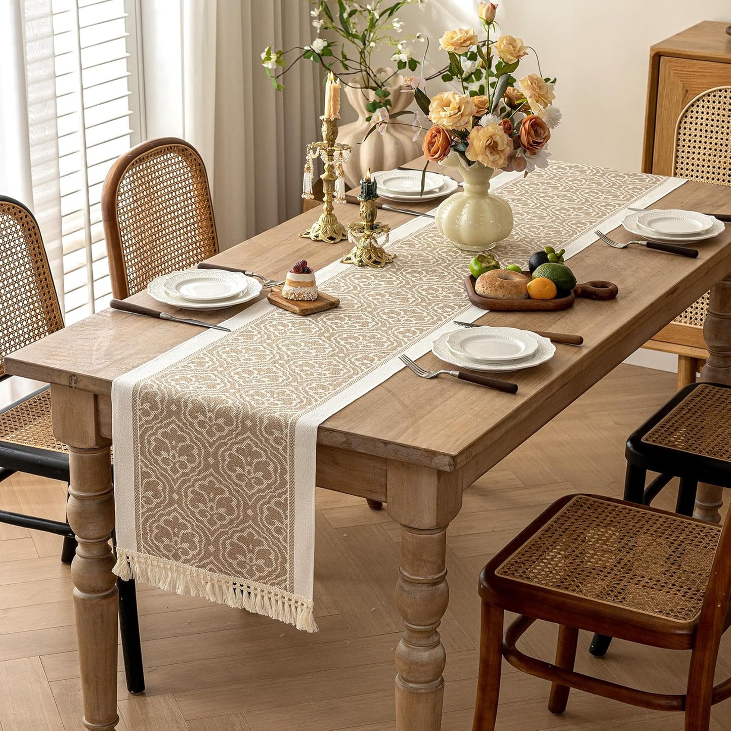 Table Runners 72 Inches Long Waterproof Boho Table Runner with Tassel Fringe,Table Runner for Party Coffee Table