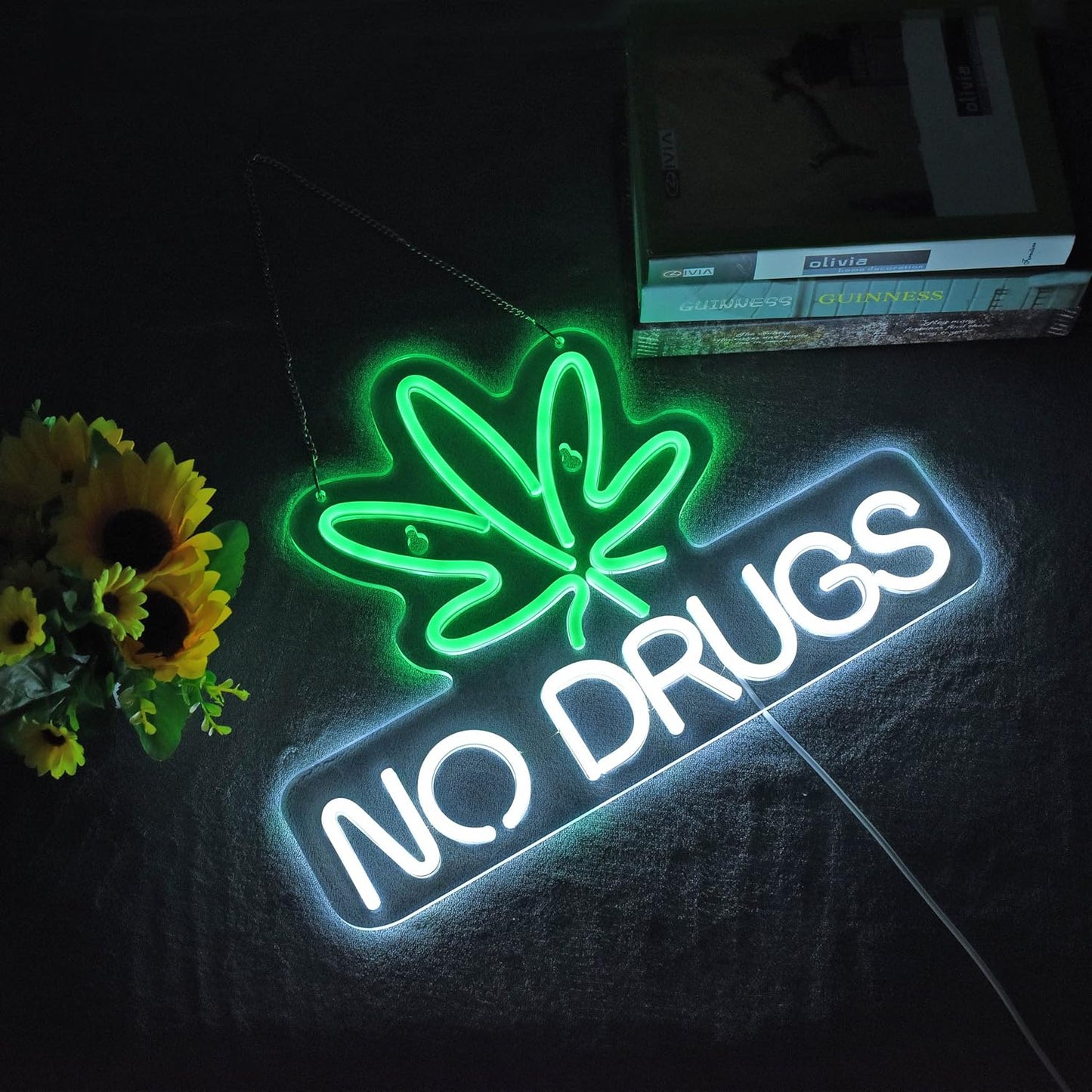Neon Sign for Wall Decor No Drugs Marijuana Beer Bar Home Art Neon Light LED Neon Lights Signs with Dimmer for Man Cave Wall Sign