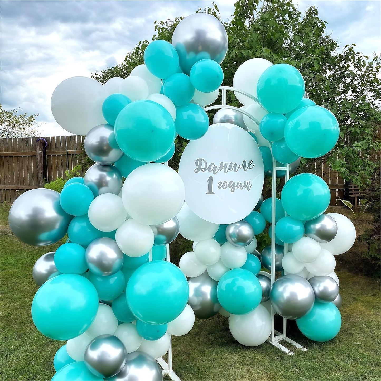 Teal Blue Silver Balloons, 35Pcs Turquoise Light Blue Mint Green Silver White Confetti Latex Balloons Set, Aqua Blue White Silver for Boys Christening Birthday Baby Shower Wedding Party Decorations