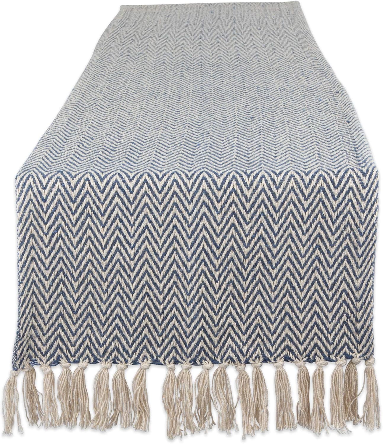 DII Woven Basic Tabletop Collection Chevron Table Runner, 15x72, French Blue